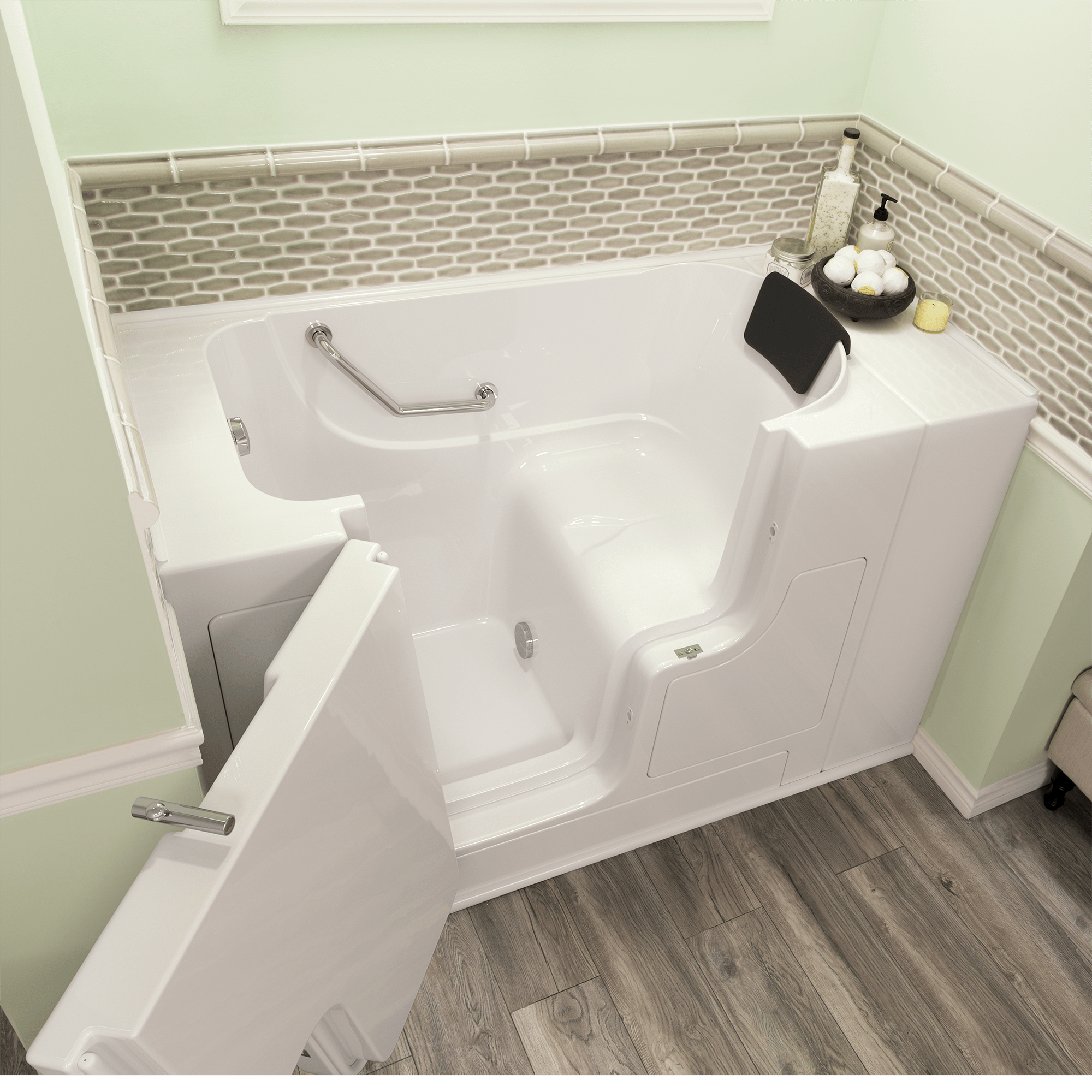 Gelcoat Premium Series 30 x 52  Inch Walk in Tub With Soaker System   Left Hand Drain WIB WHITE